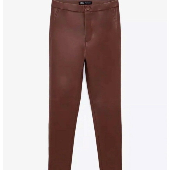 ZARA high waisted faux leather leggings L - Picture 2 of 8